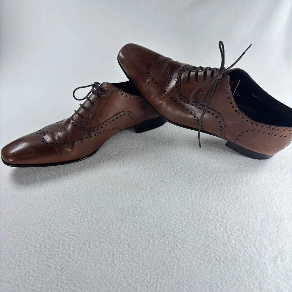 Mezlan Brown Leather Wingtip Oxford Men's Dress Shoes Sz 12 M Old Money Academia